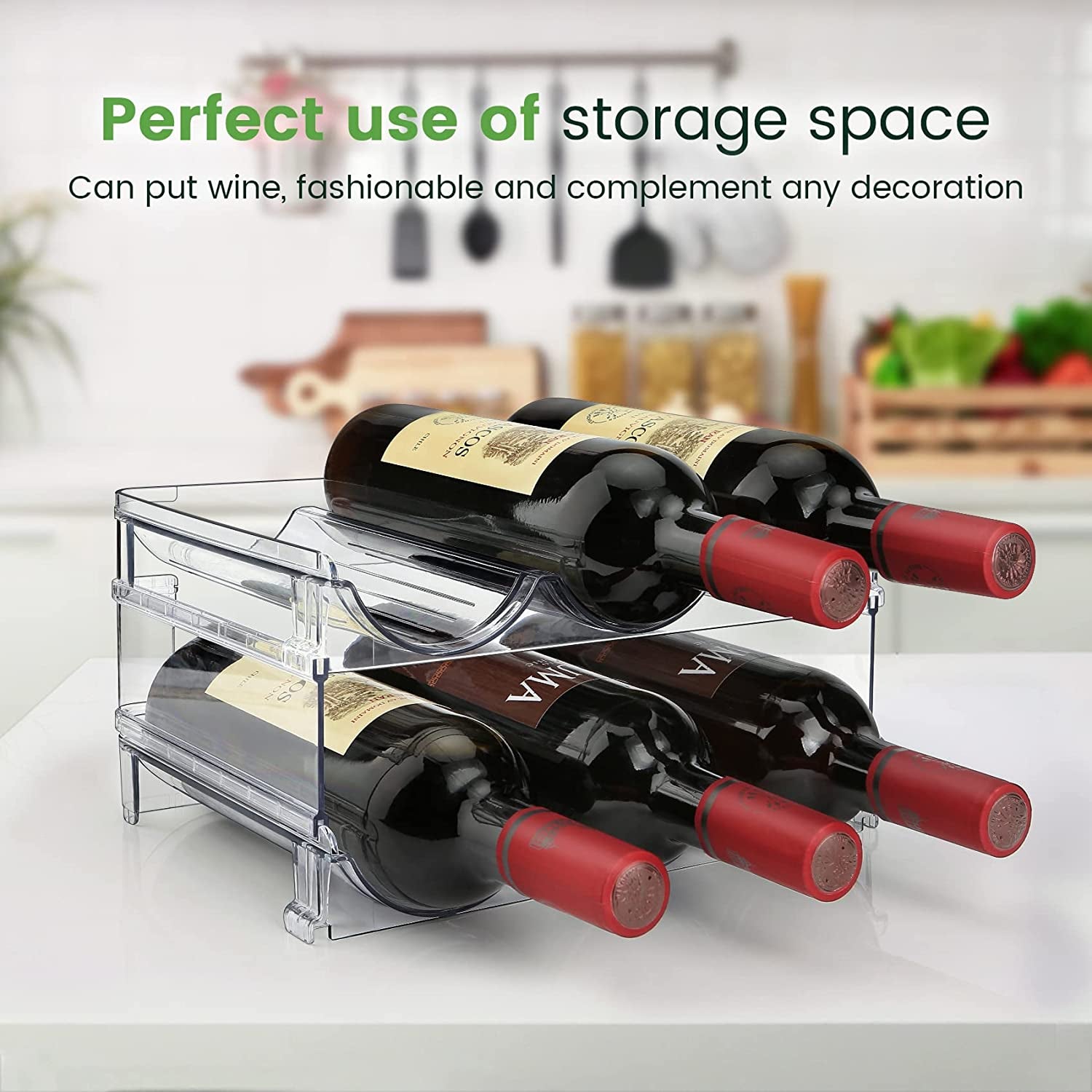 Maximize Your Space with 2-Pack Stackable Water Bottle Organizer for Cabinet Storage