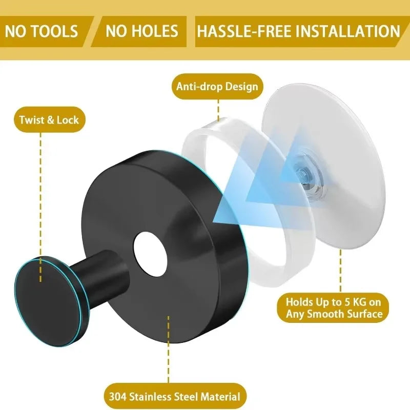 8/1PCS Stainless Steel Suction Cup Hooks Punch-Free Wall Mounted Hook Hanging Towel Holder Kitchen Bathroom Vacuum Suction Cups