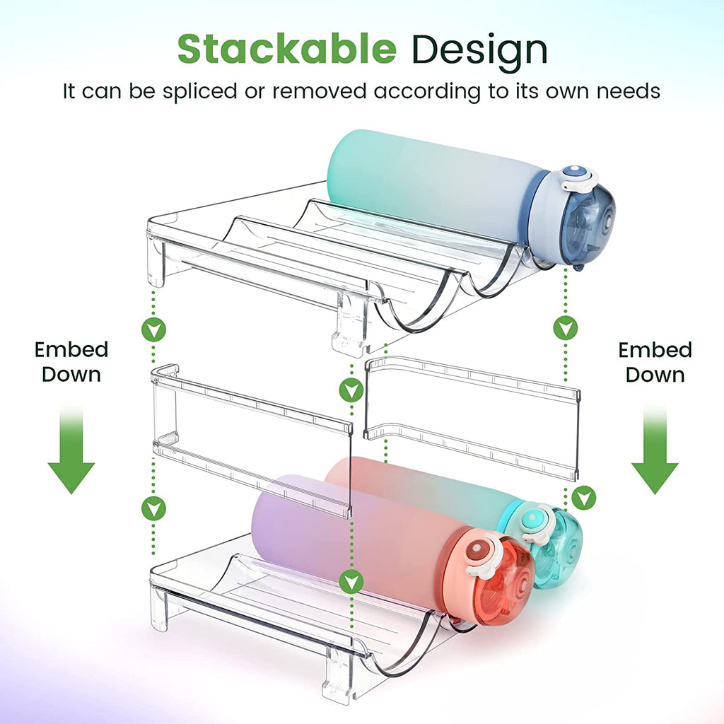 Maximize Your Space with 2-Pack Stackable Water Bottle Organizer for Cabinet Storage